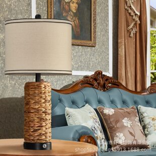 Wabi-Sabi Style American Table Lamp Creative Living Room Bedroom Bedside Lamp Amazon New USB Touch Dimming Table Lamp