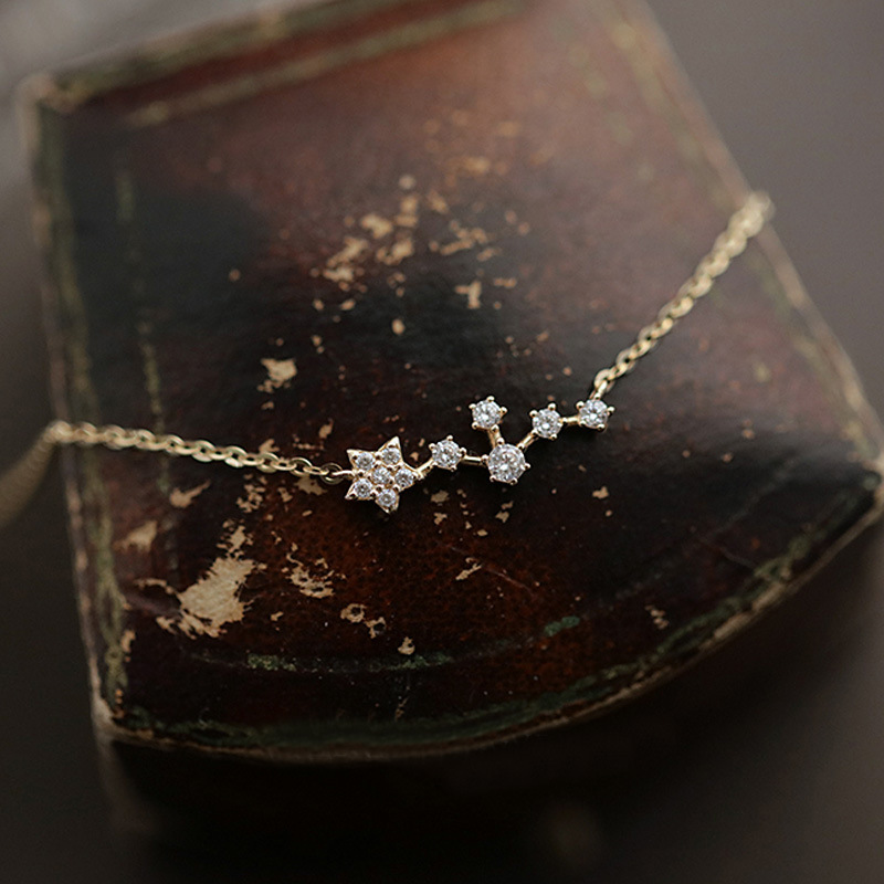 Sterling Silver 14K Gold Plated Simple Style Star Inlay Zircon Necklace display picture 3