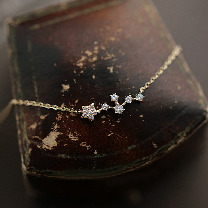 cable chain Chain Type 1 Piece Quantity 925 Sterling Silver Zircon Cable Chain Inlay Star Necklace