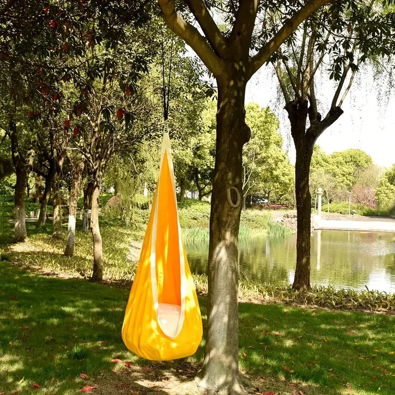 Nuevo bolso de tela para niños columpio silla colgante lona de algodón interior con cojín inflable con luz LED columpio silla colgante hamaca