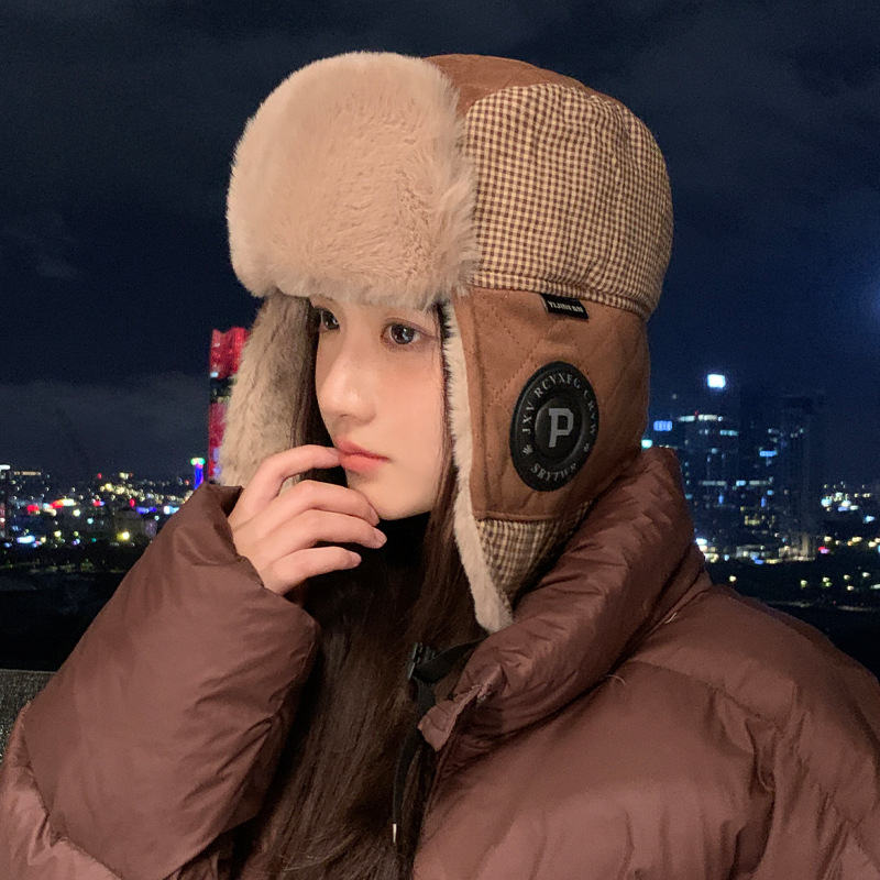 韩版秋冬帽子女款时尚百搭加绒保暖雷锋帽户外防寒防风护耳飞行帽|undefined