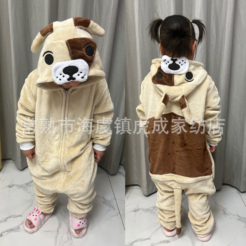 2024 Новый зимний фланелевый мультфильм аниме Шиба Ину Серый Бегемот Бульдог Детские взрослые животные сиамские пижамы