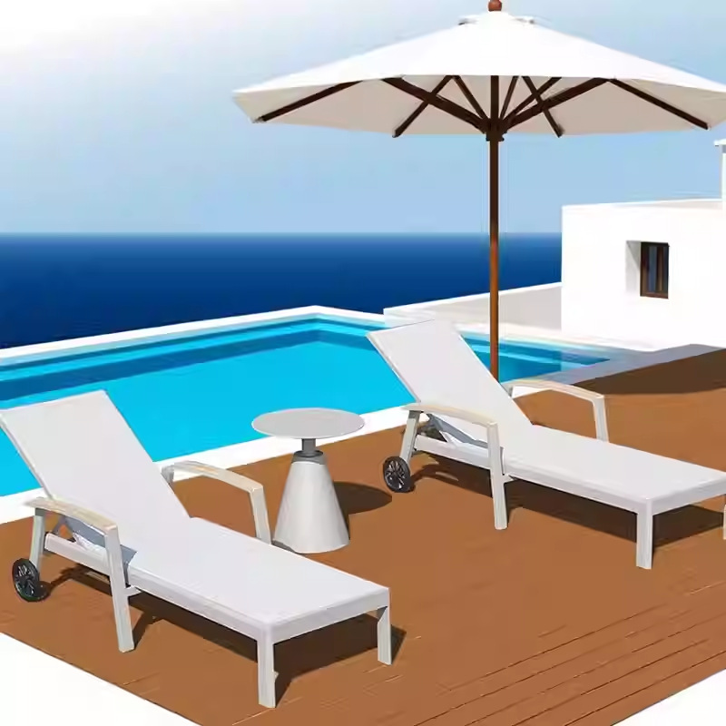 Outdoor Bed Hotel B&B Swimming Pool Open-Air Courtyard Outdoor Sunbathing Leisure Beach Combination Leisure Lounge Chair
