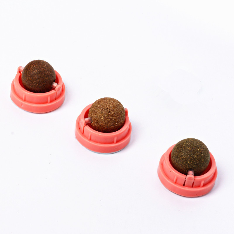 Amazon popular Bola de juguete catnip 4 Pack gato bola de energía plata ratán juguete gato lamiendo y masticando gato juguete