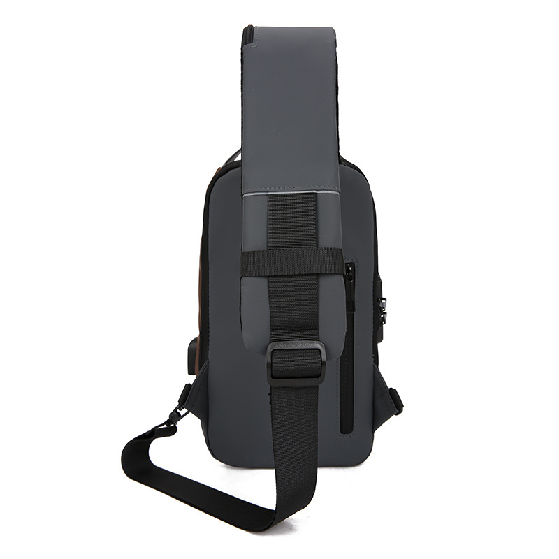 Bolso de pecho para hombre USB al por mayor transfronterizo de nuevo estilo, deporte multiusos simple, ocio, bolso de mensajero ligero a prueba de salpicaduras, marea