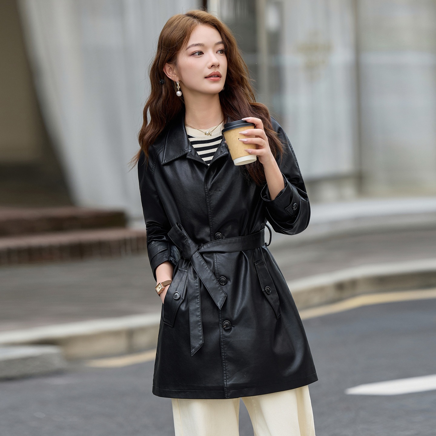 Haining Leather Jacket for Women 2026 New Spring and Autumn Fashion Elegant Mid-Length Sheepskin Jacket