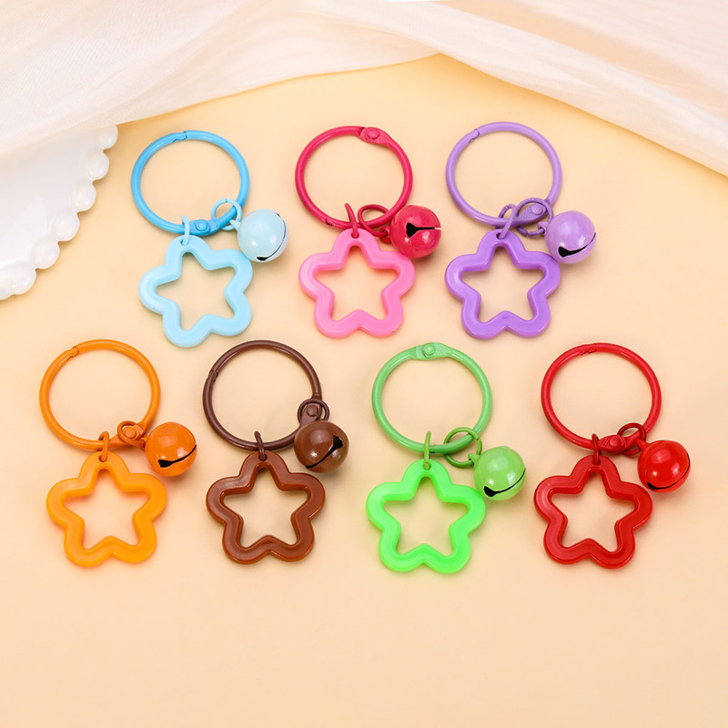 Colorful Five-Pointed Star Bell Keychain Pendant Handmade DIY Bag Flower Small Bell Keychain Pendant Wholesale