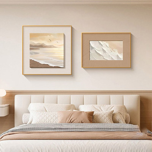 Casual Abstract Bedroom Bedside Decoration Painting High-End Master Bedroom Room Mural Restaurant Background Wall Hanging Painting Waves