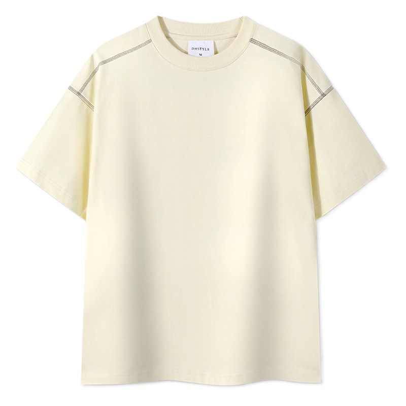 Marca de moda línea de la marca de moda 240g algodón pesado cuello redondo manga corta clase uniforme ropa de trabajo Publicidad camisa cultural camiseta personalización