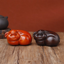 黑檀木福猪工艺品木雕光面猪摆件木质雕刻家居饰品家居桌面摆设