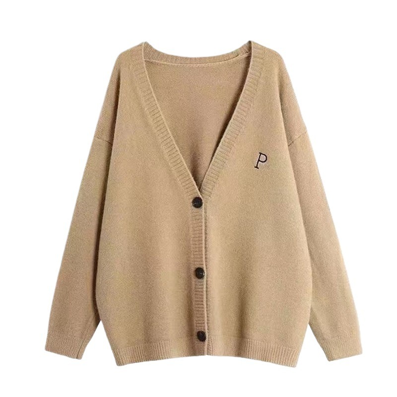 Cárdigan Largo de Punto para Mujer de Acrílico con Cuello en V y Manga Larga para Otoño e Invierno