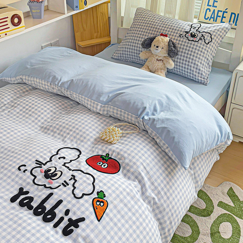 Cute Girs' Dormitory Six-piece Bedding for College Students Single Bed Sheet Quilt Cover Mattress Pillow Three-piece Set
