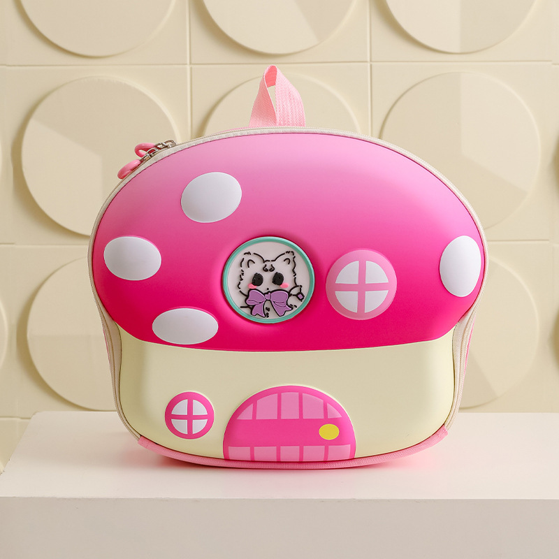 Cartoon hongos tridimensionales mochila infantil jardín de infantes mochila de niñas transpirable encantadora mochila de niñas de clase media