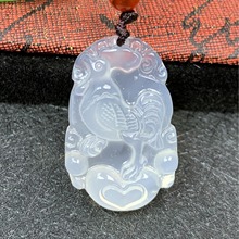 白色玉髓玛瑙十二生肖属相马鸡猴牛虎兔龙天时尚饰品吊坠