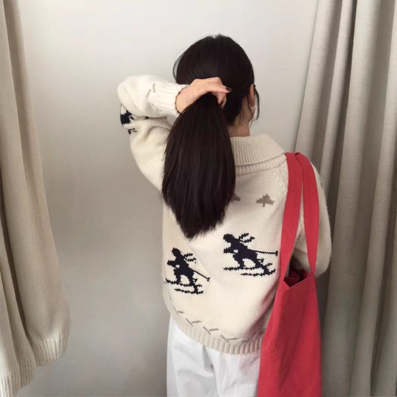 韩系优雅加厚韩系针织开衫2025秋冬新款圣诞款重磅优质毛衣女外套|undefined