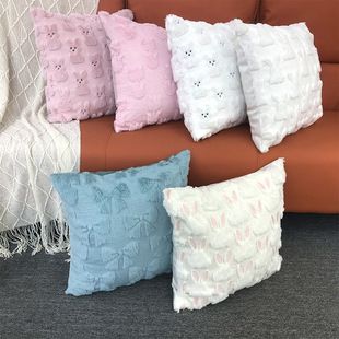Cross-Border Solid Color Quilted Plush Pillow Modern Simple Pillow Cover Living Room Sofa Cushion Cushion Cover Custom Wholesale
