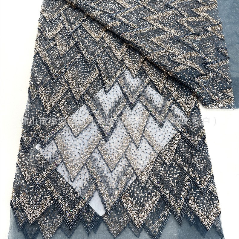 Bordado de tubo de cuentas Verano Industria pesada Alta costura Bordado Falda Vestido de moda Tela LACE Suministro de fabricantes de comercio exterior transfronterizo image 6