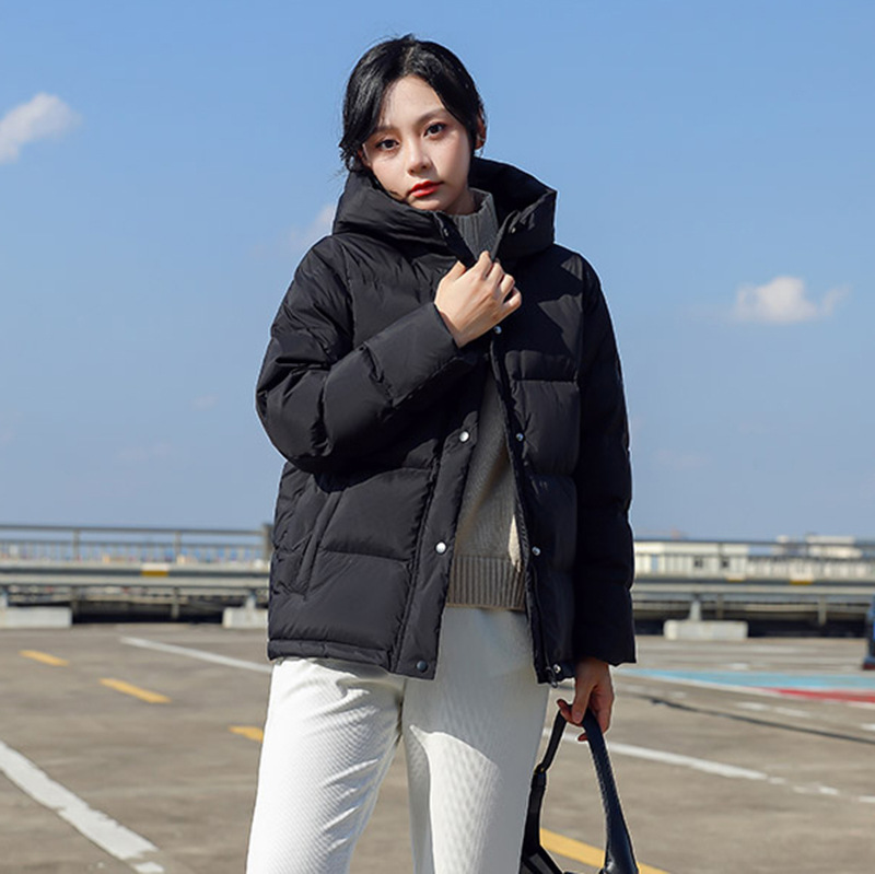 连帽小个子羽绒服女短款2025冬新款时尚休闲宽松加厚白鸭绒面包服|undefined