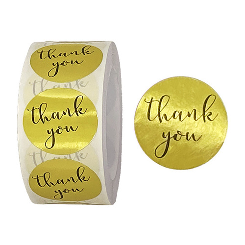 Wholesale New Style Roll Packing Golden Circle Thank You Sticker Seal Tape 