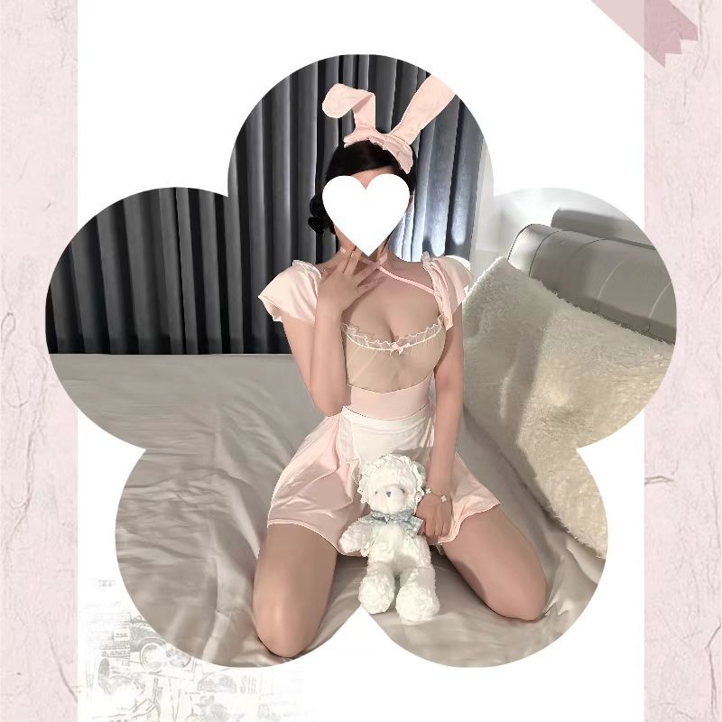Bunny Maid Roleplay Lingerie Set with Catwoman Top and White Bodystockings, One Size — detail image 7