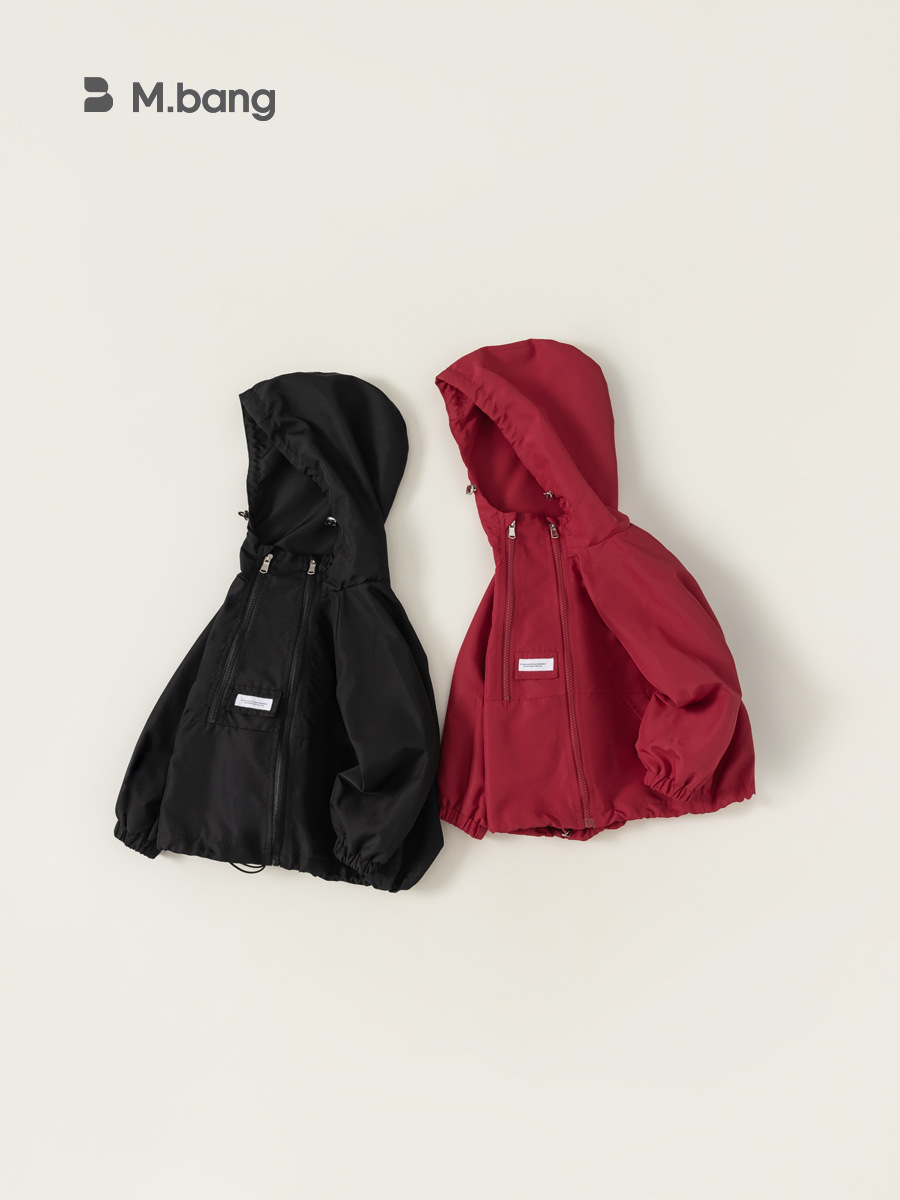 Ropa infantil Youbao, estilo coreano, chaqueta cortavientos con capucha de color sólido, chaqueta con cremallera, cortavientos, para exteriores, primavera y otoño, para niños.