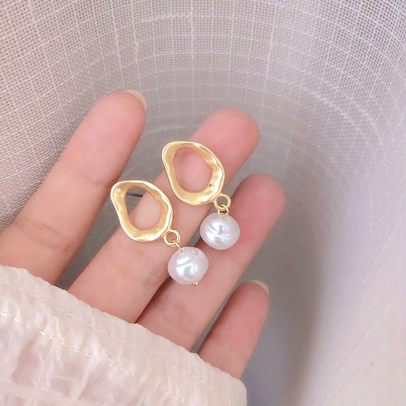 Серебро 925 серьги с жемчужиной, в корейском стиле, простой элегантный дизайн, 8 мм