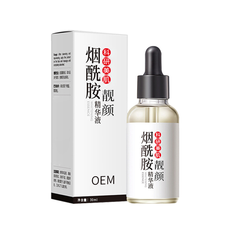 Esencia de nicotinamida OEM, iluminador y reparador, cuidado facial, oligopéptido facial, esencia hidratante personalizada