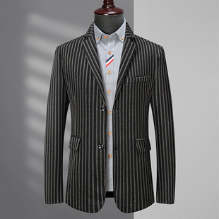 Fat Boy 2023 Autumn New Men's Plus Size Fashion Casual Striped Suit Jacket Dropshipping