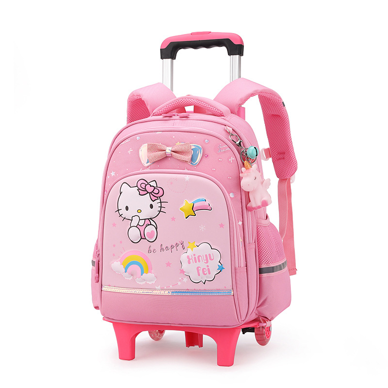 Mochila escolar con ruedas para niños de primaria con seis ruedas que pueden subir escaleras, mochila impermeable de gran capacidad y que reduce la carga para niñas de 1.º a 3.er grado