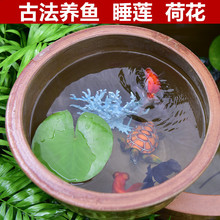 土陶缸养鱼传统鱼缸养鱼水缸蓄水无釉土陶缸阳台古法大号四合院
