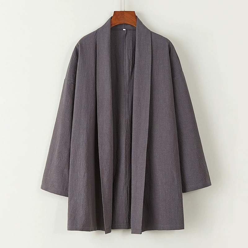 Кардиган, рубашка, осеннее тренч, мужская куртка, китайский стиль, oversize, лен-хлопок