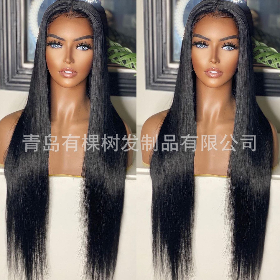 Manufacturer Wholesale European and American Wigs, Large Grooves, Ready-Made Chemical Fiber High-Temperature Silk Front Lace Headgear, Same Day Delivery