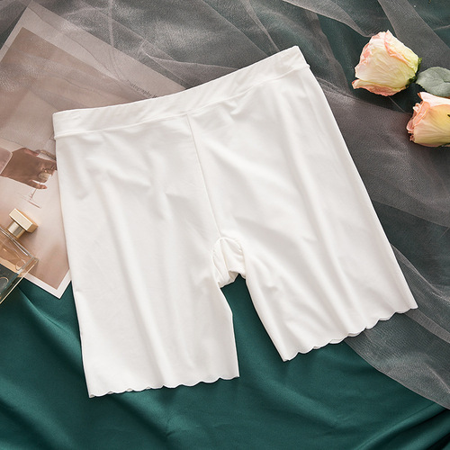 Women's Mid-High Waist Safety Pants Breathable Ice Silk Comfortable High Elastic Plus Size Seamless Summer Anti-Transparency Leggings