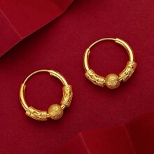 爆款转运珠简约耳环黄铜镀金气质百搭耳饰品工厂货源耳钉耳扣批发