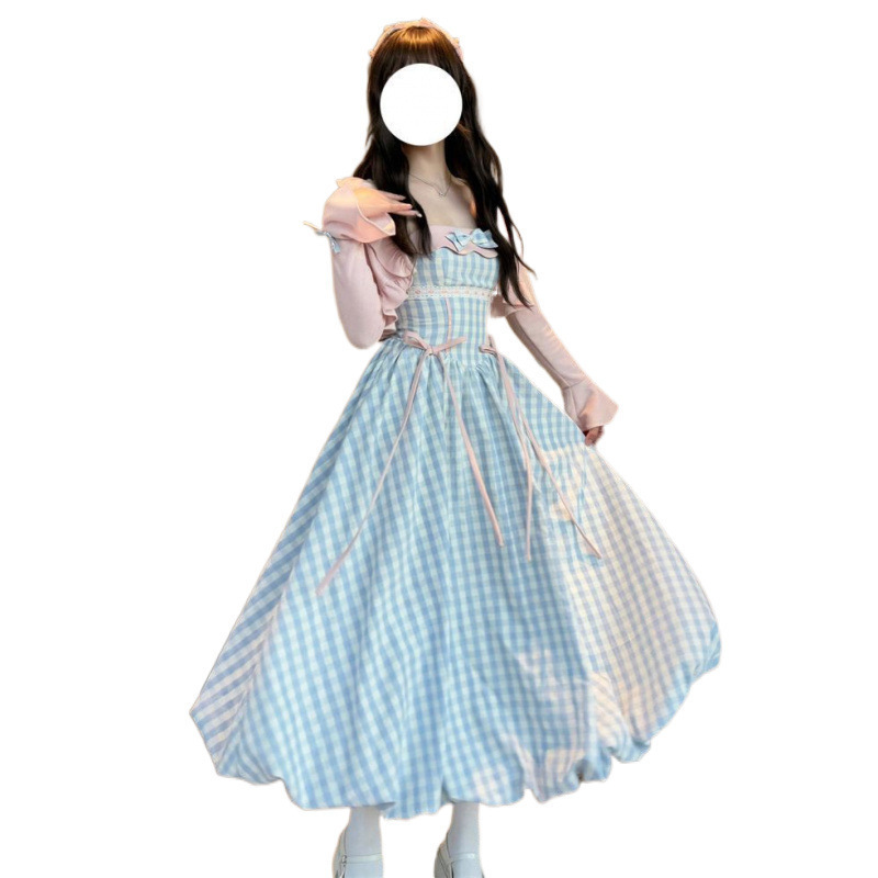 初夏のかわいい年齢軽減リボンつぼみドレス女性用ピンクニット日焼け止めショール2点セット|undefined