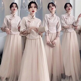 Chinoiserie Retro Bridesmaid Dress, Long Elegant Elegant, Can Be Worn at Ordinary Times, Improved Cheongsam for Besties and Sisters Group