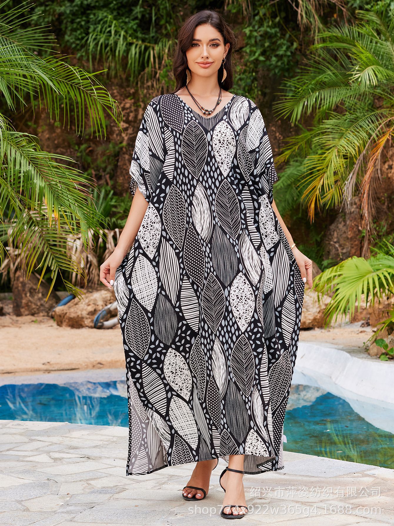 2025 nuevo algodón impresa camisa de playa vestido de vacaciones suelto bikini camisa trajes de baño mujeres AT612