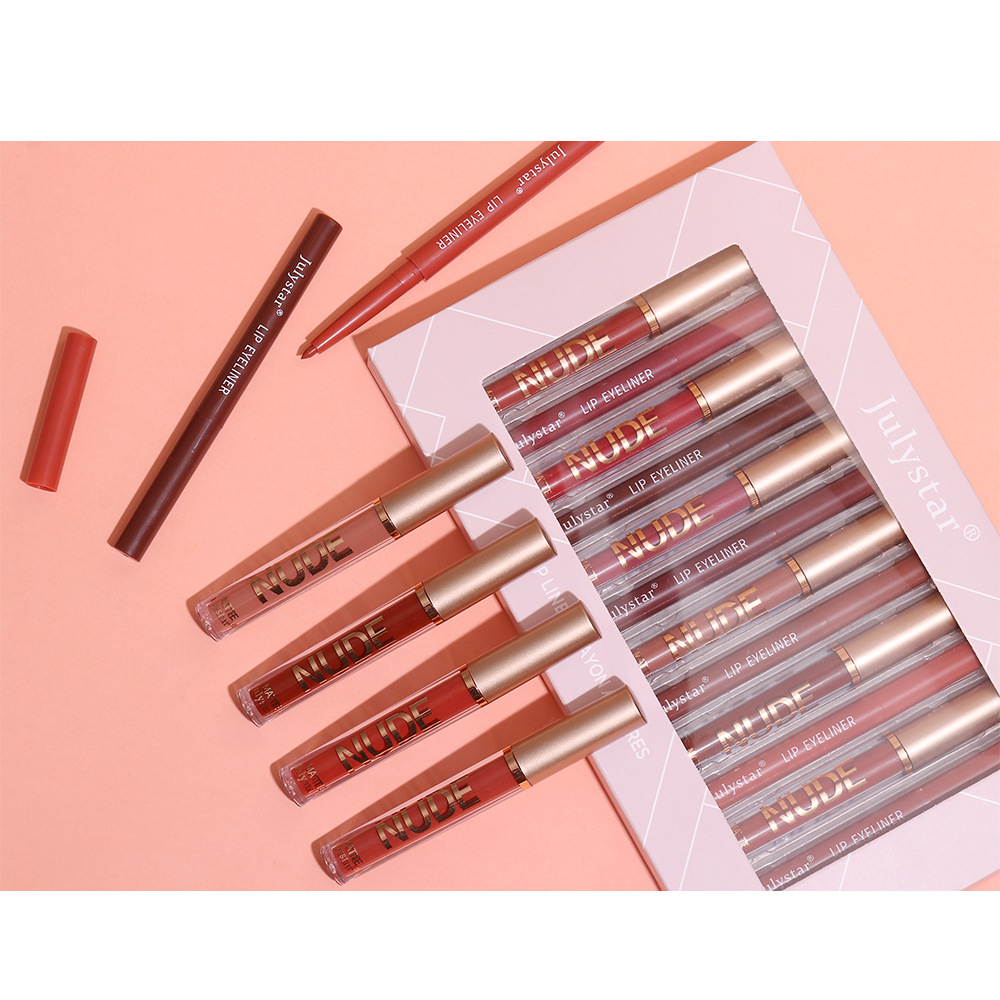 Julystar Makeup bestseller Non-stick cup mouth red pen Cross-border European and American waterproof long-lasting matte lip gloss lip liner pen undefined