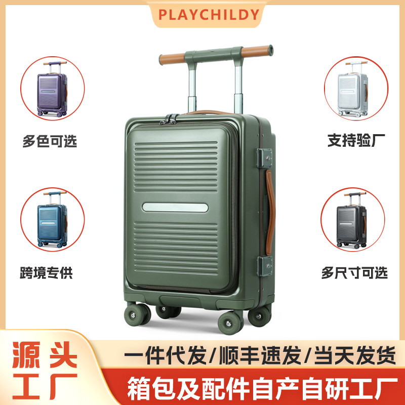 New and popular luggage set: aluminum frame suitcase with front-opening lid, durable aluminum handle, travel suitcase set of three pieces, available for drop shipping New and popular luggage set: aluminum frame suitcase with front-opening lid, durable aluminum handle, travel suitcase set of three pieces, available for drop shipping