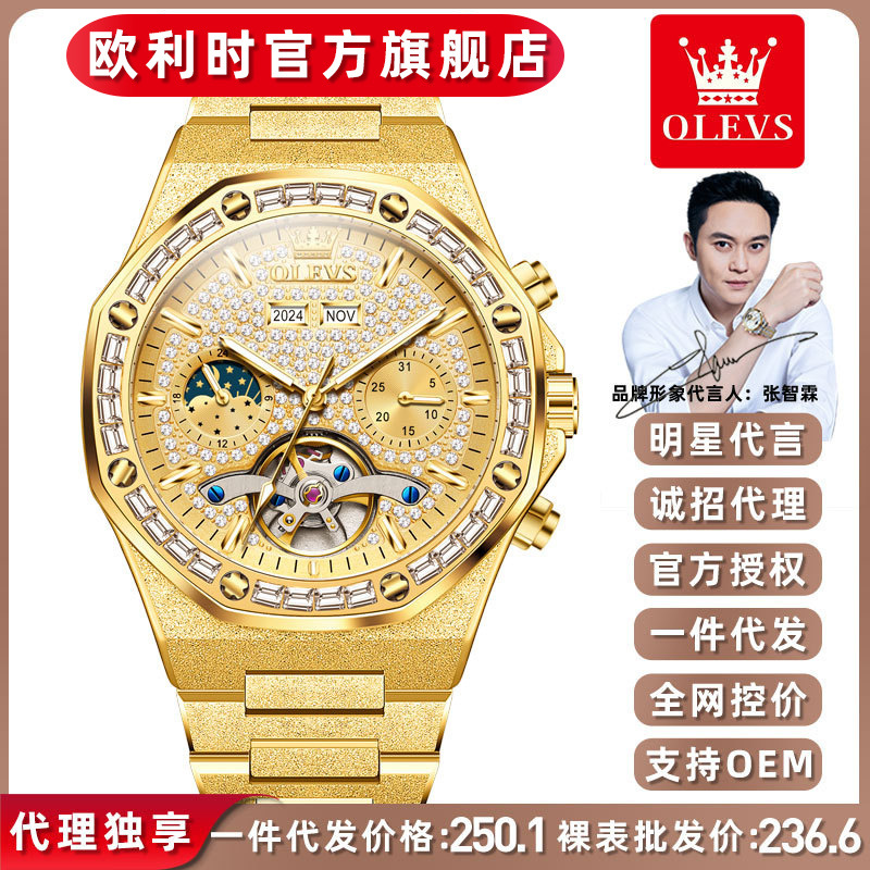 Oli's Brand Watch Men's Mechanical Watch Gysophila Multifunctional Hollow Large Dial Men's Mechanical Watch Men's Watch