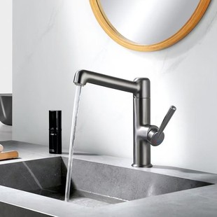 Foreign Trade Export Gunmetal Gray Washbasin Faucet with Digital Display and Rotating Basin Faucet