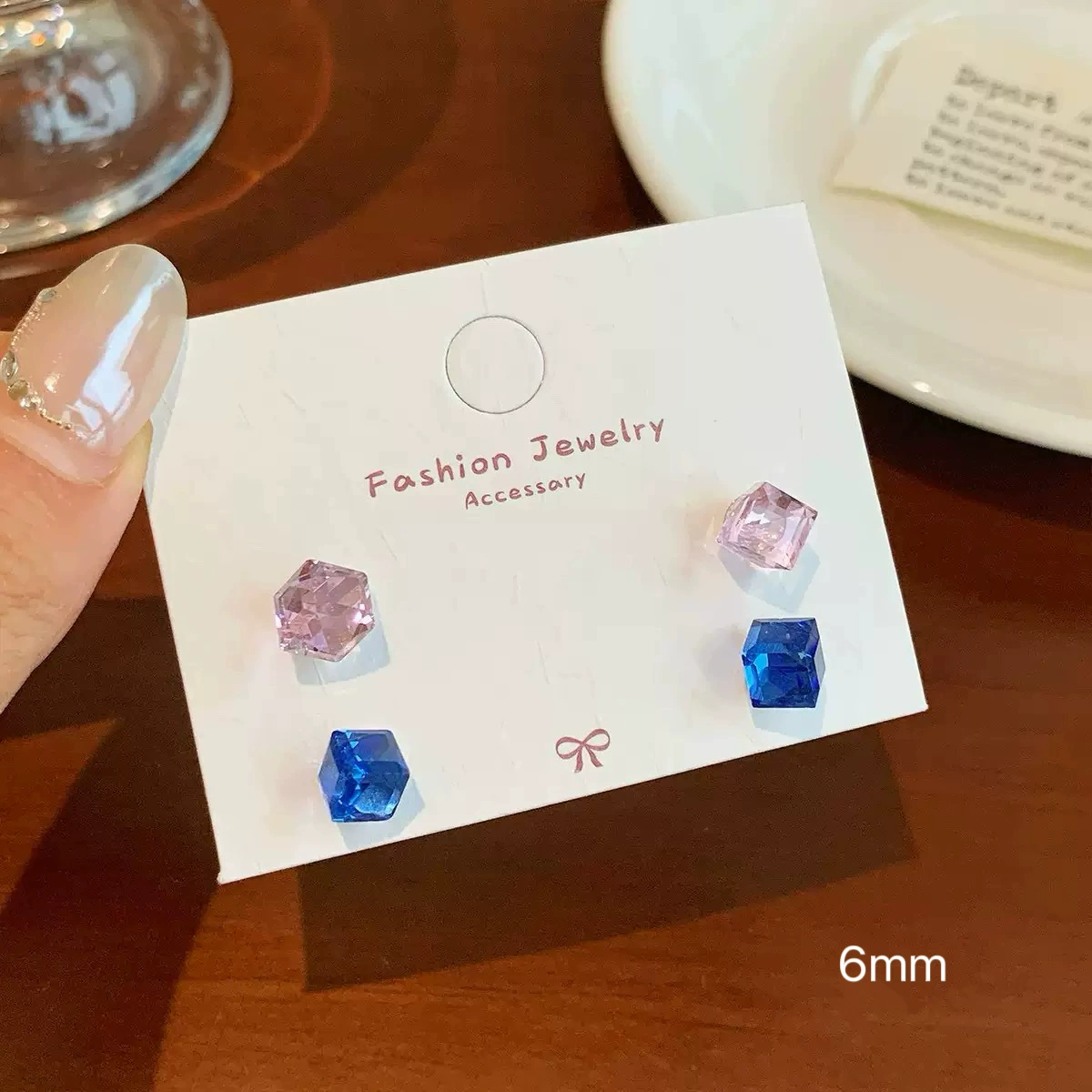 Stud Earrings (Millennium Rose) 8 mm rose‑cut zircon, straight‑pin and flat‑back screw options, assorted colors