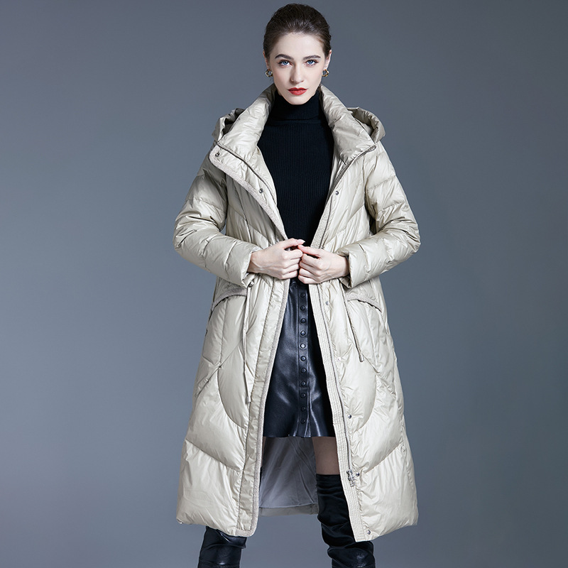 Original Designer Women's Clothing 2026 Winter New Thickened Hooded White Duck down Mid-Length Over-The-Knee down Jacket for Women Original Designer Women's Clothing 2026 Winter New Thickened Hooded White Duck down Mid-Length Over-The-Knee down Jacket for Women