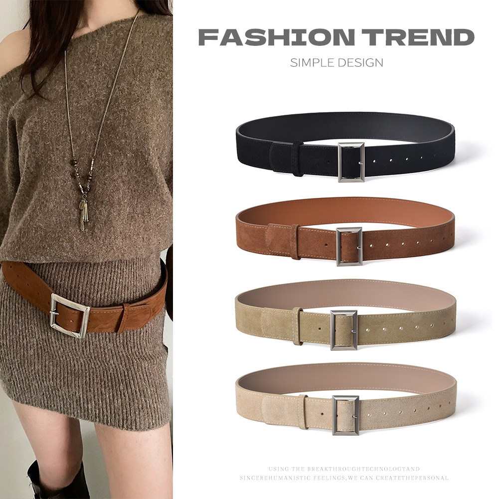 Versatile New Women's Leather Belt Fashion Alloy Wide Waist Belt Genuine Leather Waist Cincher For Coats Retro Decorative Slimming Simple Style