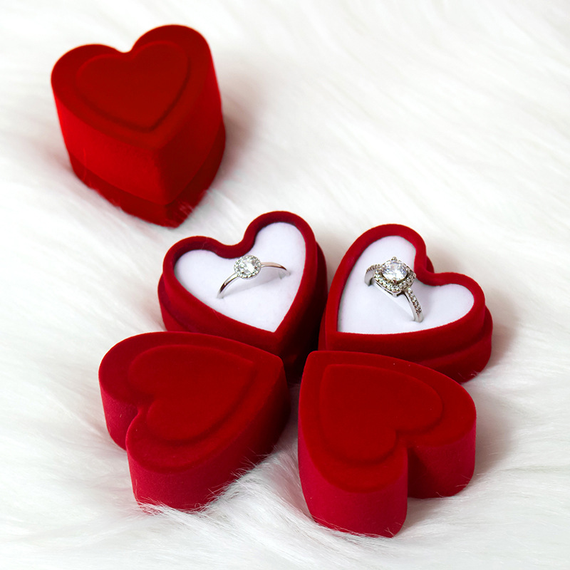 Caixa de anillo de alta calidad, caja de joyas de flojo rojo, caja de almacenamiento de anillo de amor de alta calidad, caja de almacenamiento de pendientes