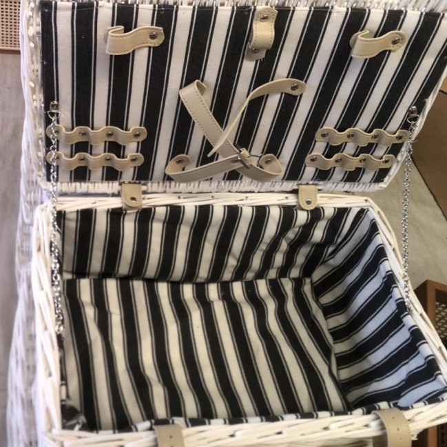 Cesta de picnic portátil de caña pastoral plegable con cubierta de cesta de comida para fotos accesorios cesta de picnic de excursión al aire libre