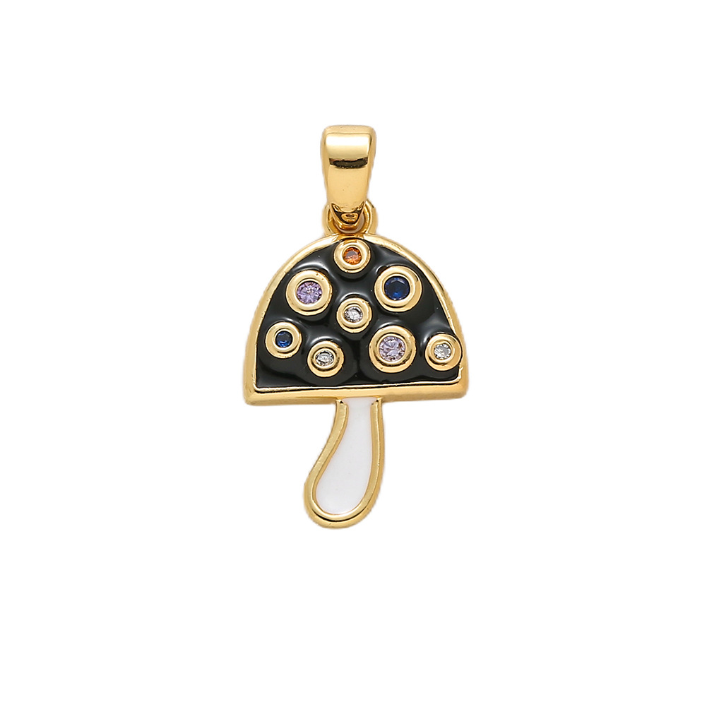 All Seasons Season 1 Piece Copper Zircon 18K Real Gold Plated Mushroom Polished Pendant Necklace