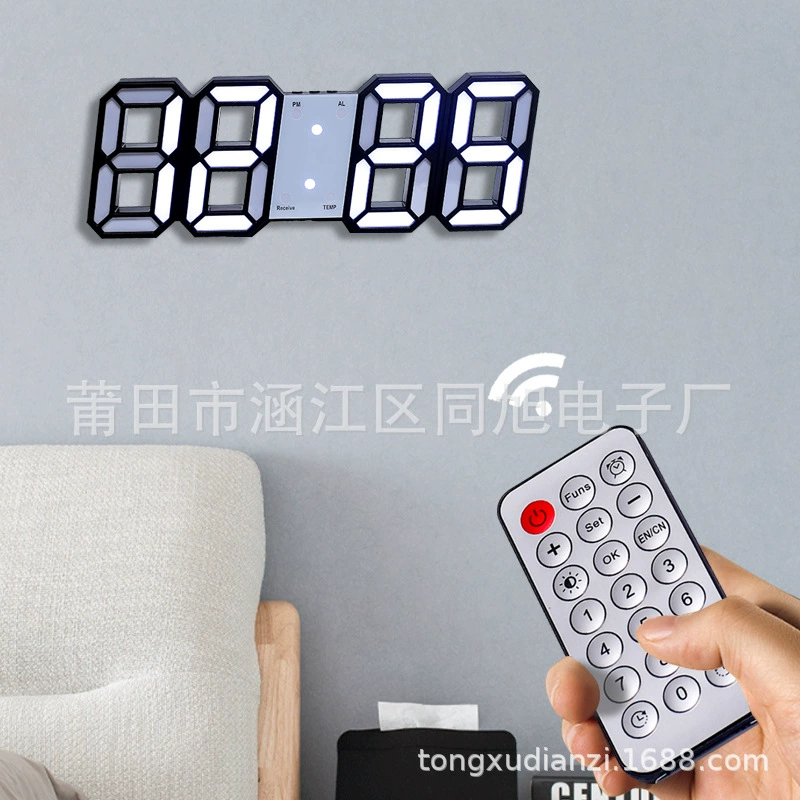 Производители поставляют внешнюю торговлю трансграничный беспроводной пульт дистанционного управления светодиодные часы 3D цифровые часы гостиная креативные настенные часы будильник