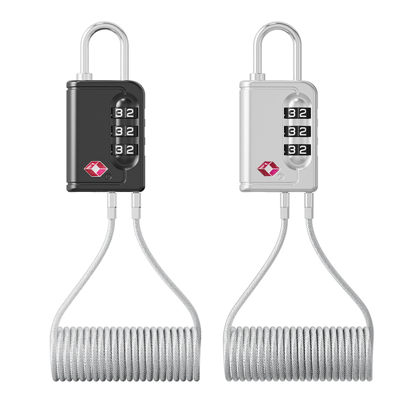 New style TSA customs lock with telescopic wire 3-digit password zinc alloy password lock luggage anti-theft TSA lock padlock 5