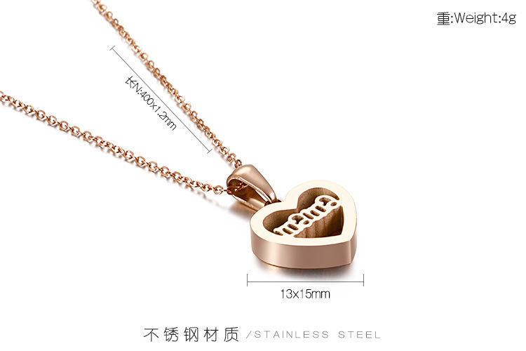 6g Weight Creative Pendant Korean Version Of Heart-shaped Stainless Steel Necklace Wholesale